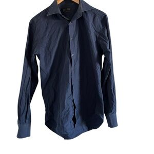 Zara Navy Men's Dress Shirt Size M